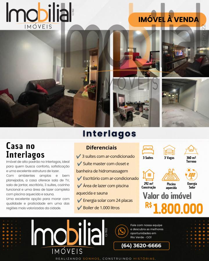 Casa para Venda na cidade de Rio Verde no bairro Interlagos