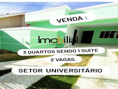 Casa para Venda, em Rio Verde, bairro Setor Universitrio, 3 dormitrios, 1 banheiro, 1 sute, 2 vagas